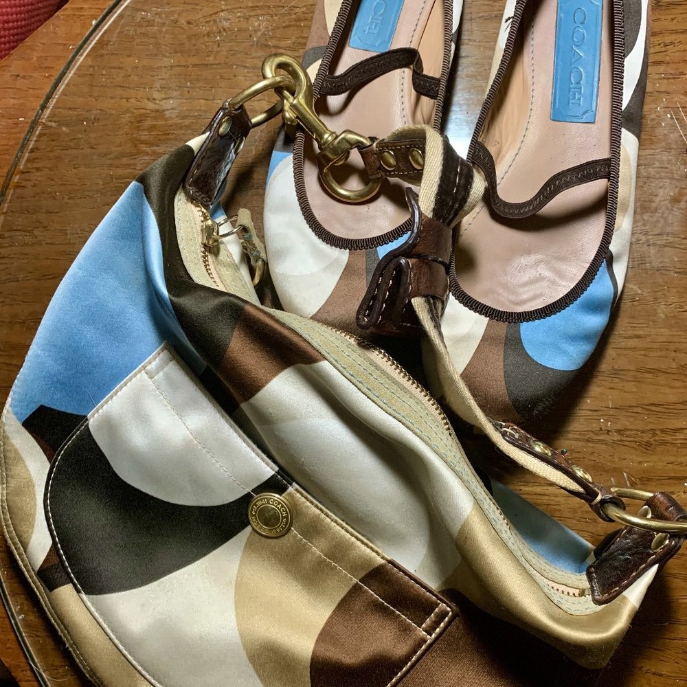 Coach matching satin mary jane shoes with purse!